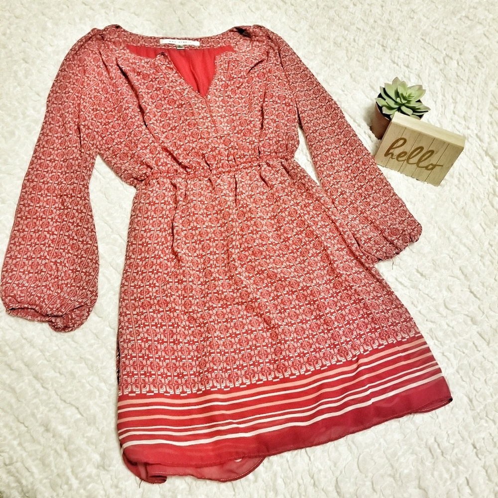 Red Boho Tunic with long sleeves by Max Studio
